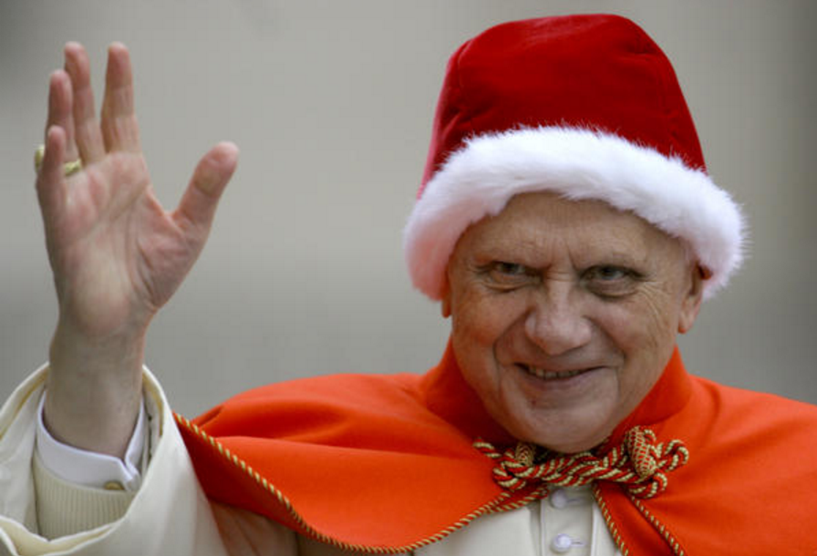 Pope Benedict XVI in a traditional camauro