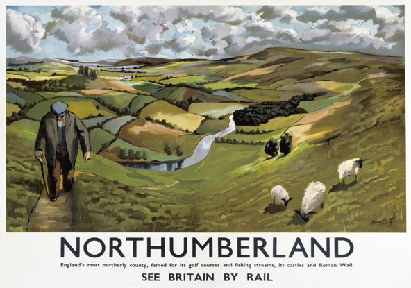 Northumberland Countryside. Vintage British Railways Travel post