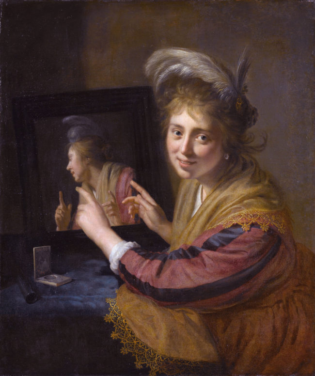 Girl at a mirror *oil on canvas *87 × 73 cm *signed t.r.: PM 1632